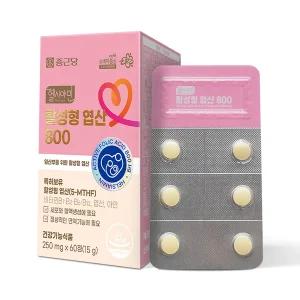 종근당 활성형 엽산 800 60정 / 2개월분 비타민B1 B2 B6 B12 아연 임산부 임신 준비