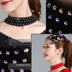 메탈 초커 목걸이 2색 라틴댄스 악세서리 사교 댄스용 모던 스타일 목장식