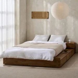 잉글랜더 생드니 무헤드 원목 수납 침대 LK(Sweet Slumber 9존 필로우탑 매트-Q)+협탁