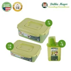 데비마이어 김치통 그린 2종(1.5L+2L)+드라이앤프레쉬박스 그린 1종(1L)