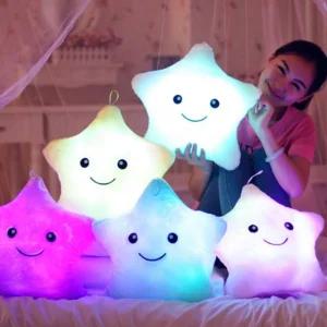 LED 극세사 발광 별쿠션 5가지 색상 부드러운 인형LED 장식 무드등 조명 아이디어