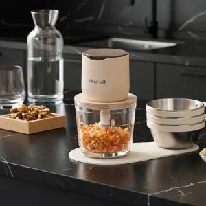 신일 무선 3단 칼날 초강력 다지기 세트 내열강화유리 용기 + 스테인레스용기 3개 캠핑 가정용 여행용