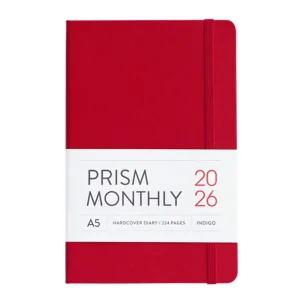 2026 프리즘 A5 먼슬리 다이어리 스케줄러 날짜형 25절 월간 업무용(레드)