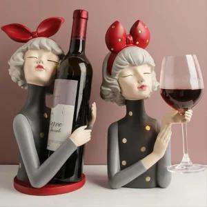리본소녀 와인랙 장식인형 홈바 레스토랑 혼술 소품 인테리어 와인바 거치