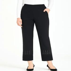 [모든GO]겨울 기모 스판 밴딩 바지 밑단 보석 스톤 레이스 마담 엄마 데일리룩