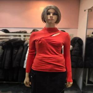 [에고이스트] 슬릿 포인트 꼬임 디테일 하이넥 티셔츠  EQ4CL-161