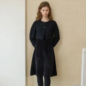 [롯데백화점]올리브데올리브 울자켓 레이어드 플레어 벨벳 원피스 OW5WOA27