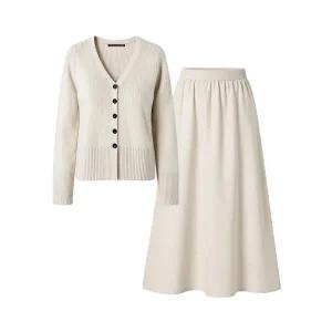 [미니멈][미니멈 에브리데이]브이넥 니트 가디건 롱 스커트 셋업 (EB4OW016D)