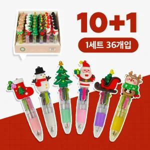 크리스마스 볼펜 36개 세트 미니 4색 볼펜 산타 트리 루돌프 눈사람 썰매 학교 단체 선물