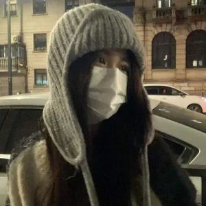 [골드스마일]5컬러 겨울감성 따뜻한 귀달이 니트비니 귀도리모자