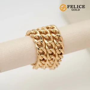 [펠리체골드] 14K 할로우 볼륨 체인반지