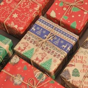 크리스마스 포장지 선물 성탄절 대용량 답례품 산타 단체선물 크라프트지 종이 트리 10M