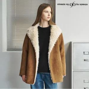 소프트 시어링 퍼 하프 넥버튼 무스탕 자켓 (NP4JK014L0)