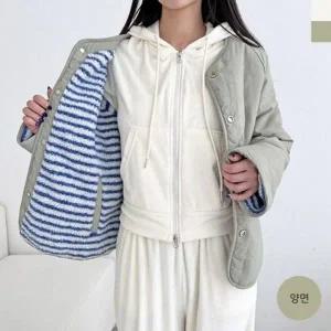 [하프클럽/]점퍼 패딩 리버시블 뽀글이 양면 롱 집업 라인 바람 막이 경량