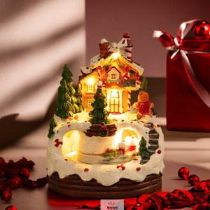 성탄절 선물 움직이는 오르골 보석함 산타 의움직이는성 아이들 스노우 모자 토끼