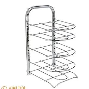 프라이팬 정리대 다용도 팬수납 냄비 후라이팬 정리대 주방 정리 수납장 싱크대 크롬 높이 5단 사각 조절