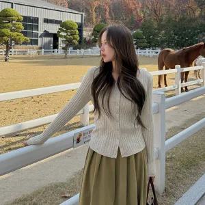 [빅사이즈]이블렛 민아퓨 비스코스 골지 니트 가디건 제이스타일