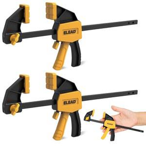 6인치 목공용 미니 바 클램프, 2피스 한 손 F 클램프/스프레드러, 75LBS 하중 제한 목재 테이블 작업용 퀵 릴리스 그립 경량 공구