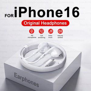 2024 미니 인이어 이어폰, 아이폰 16 프로 맥스 15 14 13 12 11 용 헤드폰, X XS XR 7 8 6 6S 플러스 유선 헤드셋, 휴대폰 액세서리
