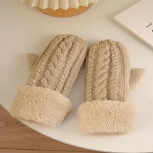 꽈배기벙어리장갑 양털 벙어리장갑 손가락 털장갑