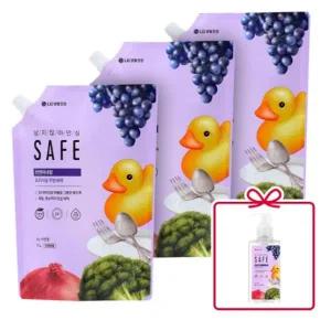 세이프 주방 세제 천연미네랄 오리지널 리필 1L 3개+특별증정(385ml1개) 엘지생활건강 젖병 깔끔하게 기름