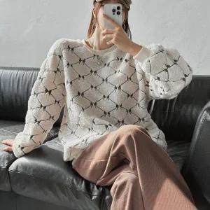 [다잇템] 여자 키치룩 아가일 FW 리본자수 박시핏 양털 맨투맨_23844574_588872