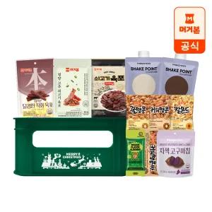 머거본 크리스마스 간식박스 견과+육포+쉐이크 (그린)