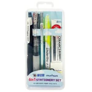 Smart X 문화 6in1 문구 필기구세트 / 샤프 볼펜 3색볼펜 형광펜 샤프심 지우개 