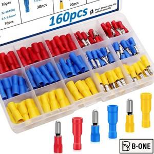 총알 와이어 커넥터, 절연 암수 키트, 전기 압착 단자, 22-1616-1412-10 AWG, 160 개