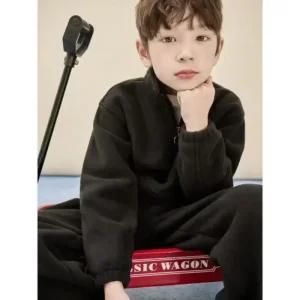 빈폴키즈 BEANPOLE KIDS 플리스 긴소매 반집업 & 긴바지 2PCS 상하 세트 블랙 (BI5X41U055)