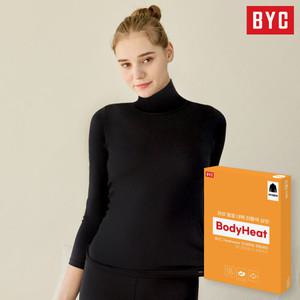 (발열) BYC 여성 목폴라 보디히트 상의 내복 터틀넥 티셔츠