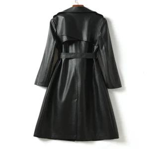 이태리 양가죽 리얼 천연가죽 블랙 코트 가을 롱 트렌치
