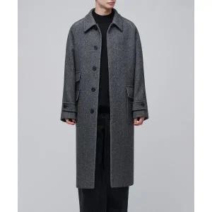 프리미엄 MANTECO 헤링본 오버사이즈 발마칸 코트 다크 그레이 402396
