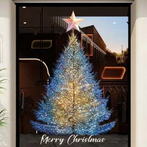 크리스마스 트리 UV 정전기 무접착 스티커 유리창 벽장식 포인트 시트지 90cm