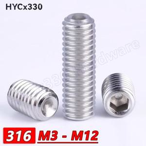 M3M12까지 스테인리스 스틸 컵포인트 세트 나사 316 헥스 소켓 볼트 호환 헤드리스 헥사곤 그럽 스크류