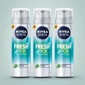 니베아 폼 면도크림 맨 프레시 킥 쉐이빙  200ml, 3개 쿨링효과 아쿠아향