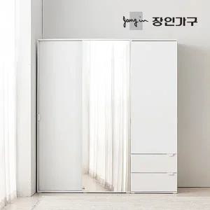 장인가구 코라 1800 슬라이딩 옷장 세트 1200 거울옷장 (행거형)+600 서랍옷장