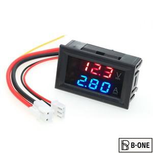 DC0-100V 10A 50A 전압계 전류계 빨간색 파란색 LED 앰프 듀얼 디지털 게이지 0.28 디스플레이 분배기