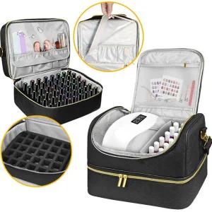 60 그리드 매니큐어 보관 가방 에센셜 오일 케이스 여행 소녀 네일 보관 상자에 대 한 휴대용 화장품 대형