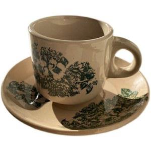 세라믹 커피컵 말레이시아 동 얇은 컵받침 레트로 머그컵 감성 캐릭터 2p