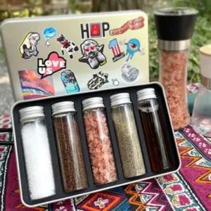 (색상 캠핑양념통세트)유리 캠핑 양념통 조미료통 소스통 틴케이스 세트