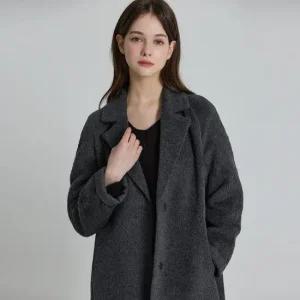[르오트(LeOT)] 프리미엄 수리알파카 울 스냅 투버튼 미디 코트-사이즈 55~99다양