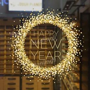 새해맞이 스티커 장식 골든 창문 정전기 서클 인테리어 해피뉴이어 새해 유리문 축제