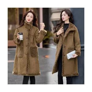 무천도사 여성 여친 코트 모피 털가죽 일체형 여중 롱 겨울 무스탕 기모 도톰스웨이드 KKE4