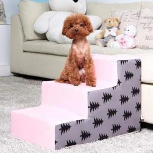 [골드스마일]강아지 반려용 3단 계단 베이비핑크 에코파인 슬개골 보호계단