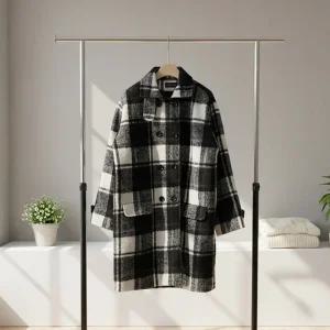 [올리비에스클로젯]격자 체크 비조장식 누빔코트_O2512CT602D