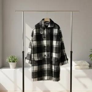 [올리비에스클로젯] 격자 체크 비조장식 누빔코트_O2512CT602D