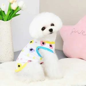 고품질 애견 부드러운 코디 여름 시원한 티셔츠 패턴 민소매 (WFFWMZ2)