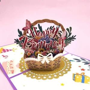 고급 LS02WF45 입체 생일 카드 바구니 팝업 축하 감사 엽서