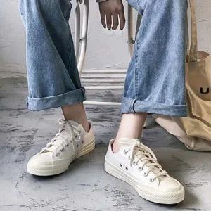 여성 올백 캐주얼 하이탑 스니커즈화 단화 캔버스화